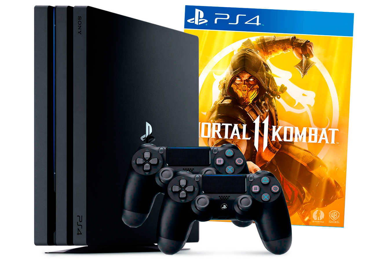 PlayStation 4 Pro 2 джойстика, приставка и игра Mortal Kombat 11 [PS4P1J2M11]