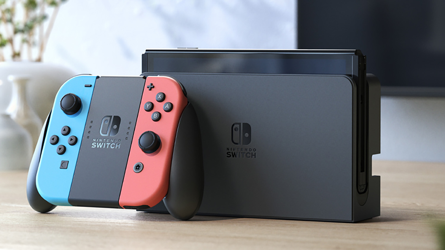 Nintendo Switch OLED неоновый красный и синий